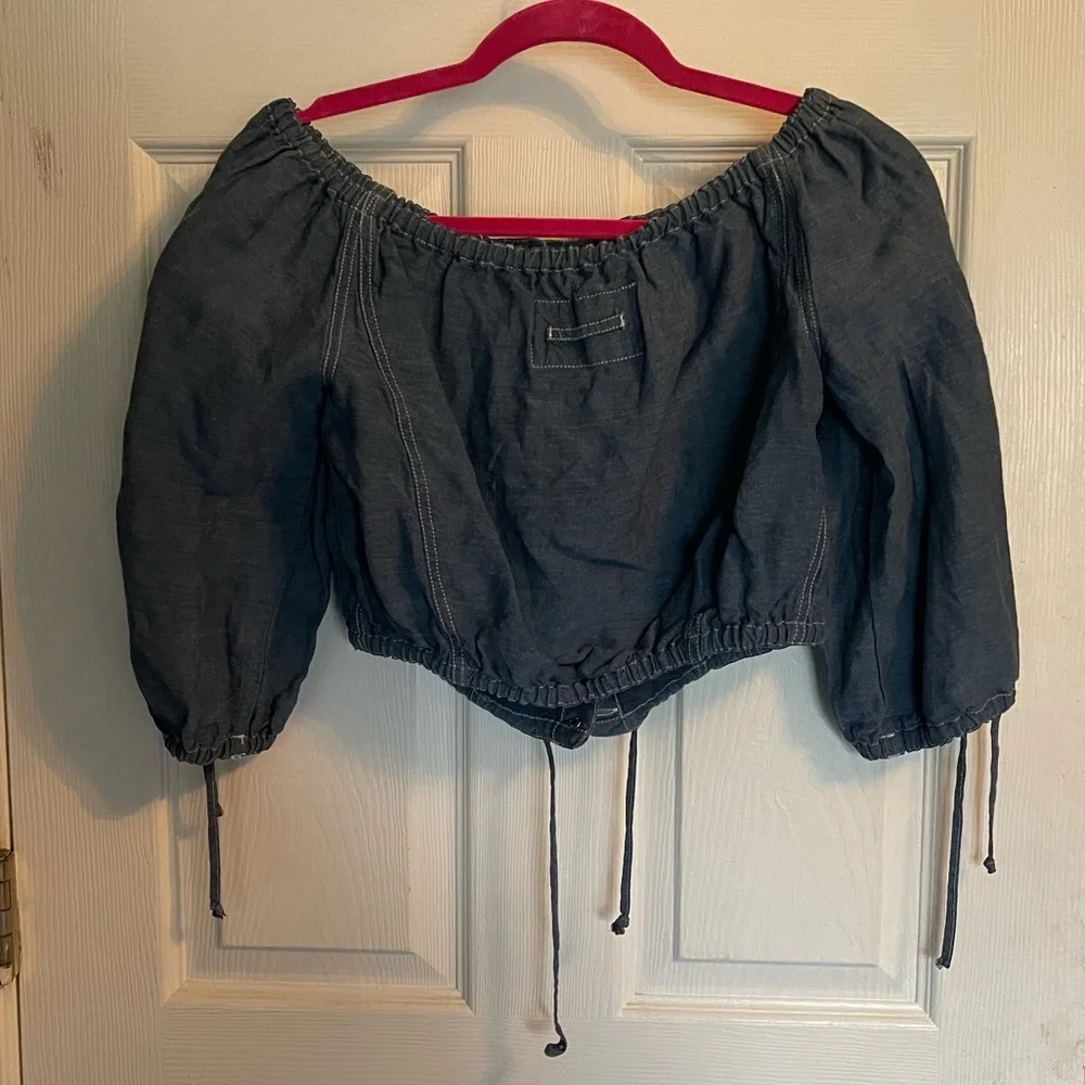 Jean Paul Guiltier off the shoulder denim crop top - Picture 7 of 14